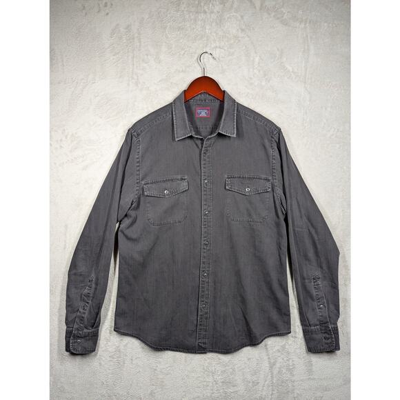 UNTUCKit Mens LARGE Shirt Button Front Pocket Edgewood Gray Faded Black ** - Picture 1 of 7